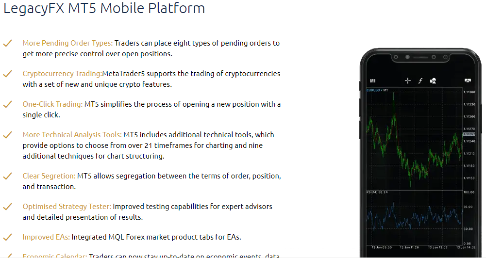LegacyFX MT5 Mobile Platform